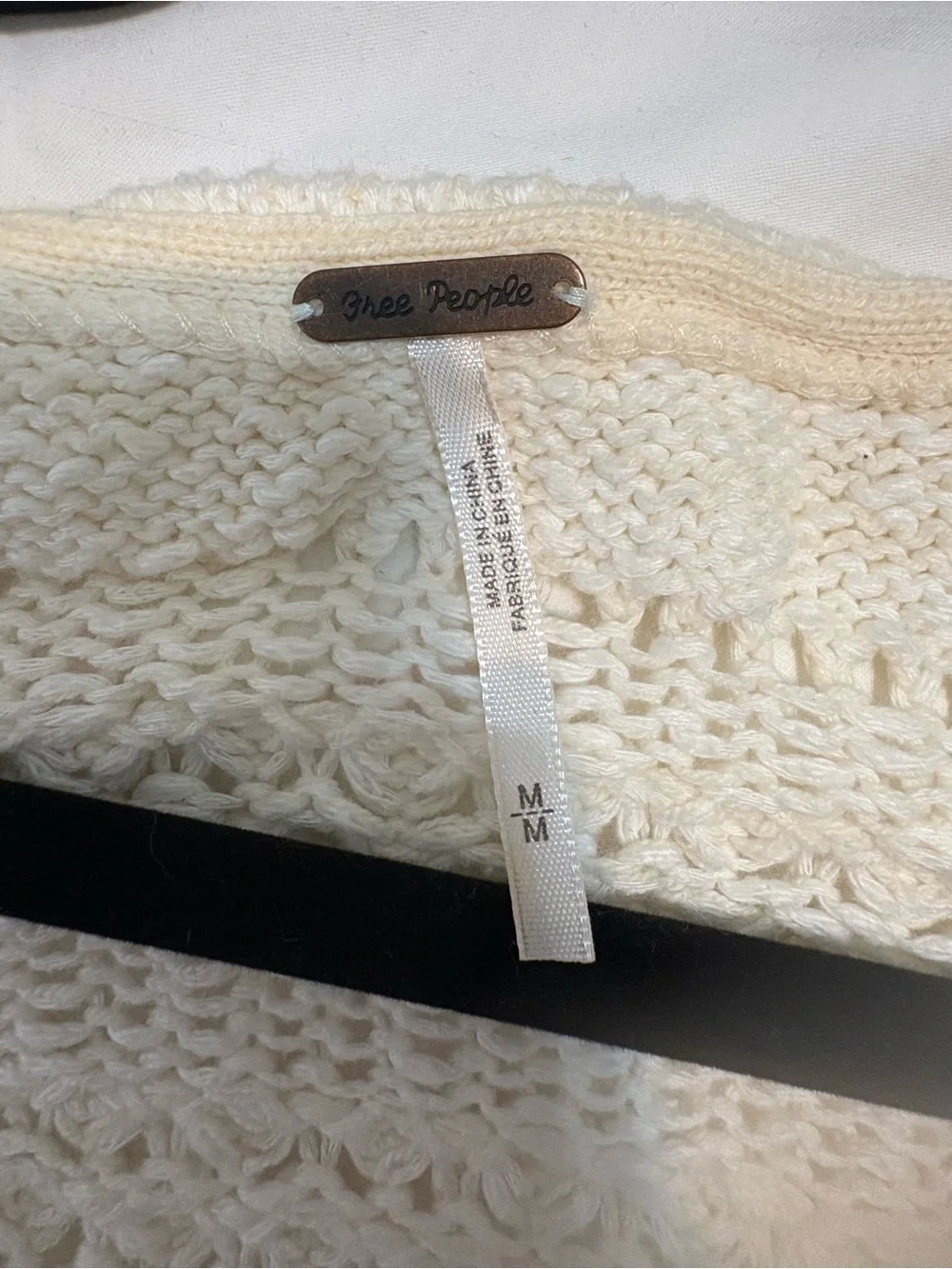 Free People Open Knit V-Neck Longline Sweater - Cream